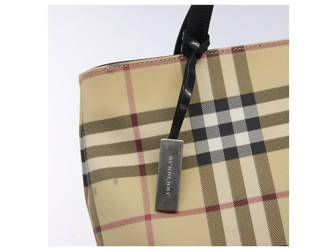Burberry Borsa Tote Nova Check in PVC beige argento Auth gh491 - vista 10