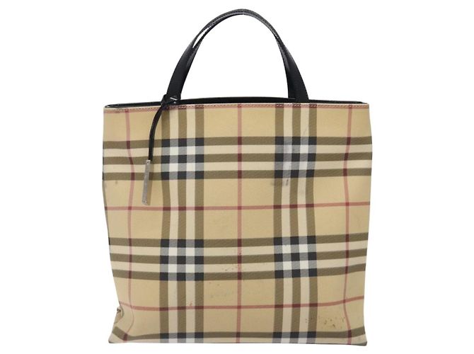 Burberry Borsa Tote Nova Check in PVC beige argento Auth gh491 - vista 13
