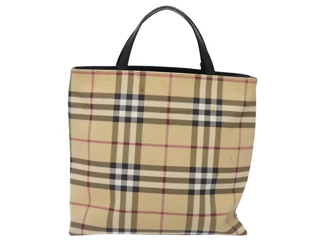 Burberry Borsa Tote Nova Check in PVC beige argento Auth gh491 - vista 2