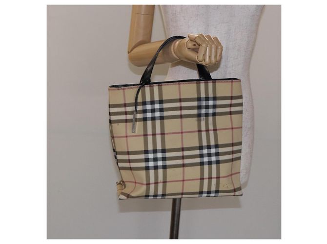 Burberry Borsa Tote Nova Check in PVC beige argento Auth gh491 - vista 20