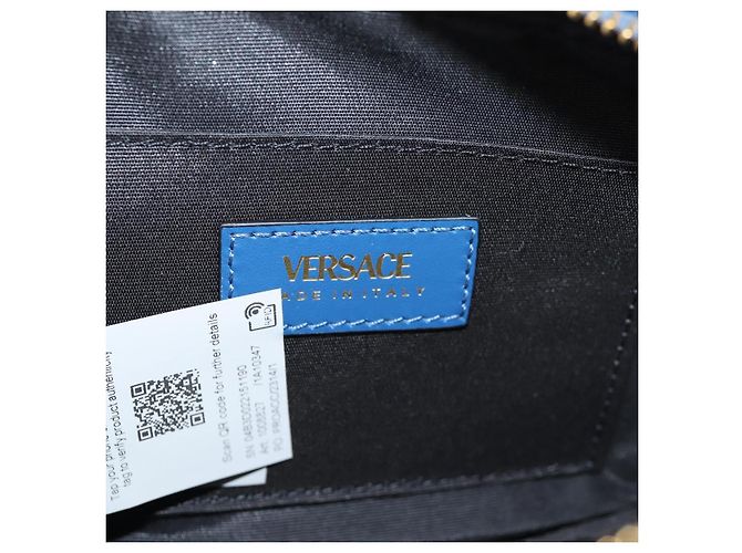 Bolsa de Ombro com Corrente VERSACE Denim Azul Ouro Auth 118959M Dourado - vista 10