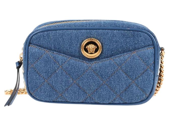Bolsa de Ombro com Corrente VERSACE Denim Azul Ouro Auth 118959M Dourado - vista 13