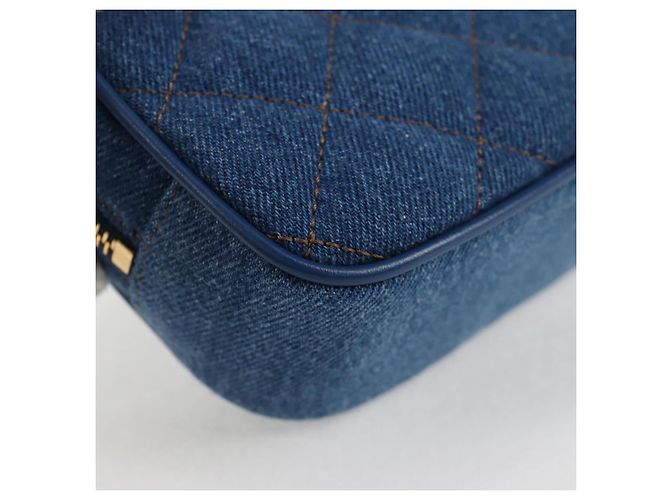 Bolsa de Ombro com Corrente VERSACE Denim Azul Ouro Auth 118959M Dourado - vista 16