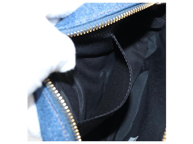 Bolsa de Ombro com Corrente VERSACE Denim Azul Ouro Auth 118959M Dourado - vista 21