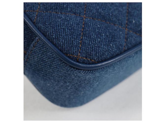 Bolsa de Ombro com Corrente VERSACE Denim Azul Ouro Auth 118959M Dourado - vista 8
