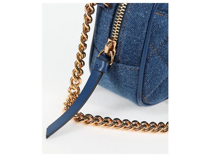 Bolsa de Ombro com Corrente VERSACE Denim Azul Ouro Auth 118959M Dourado - vista 9