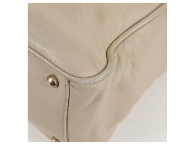 CHANEL Borsa Tote in Pelle di Pecora Beige Oro CC Auth 118935V D'oro - vista 15