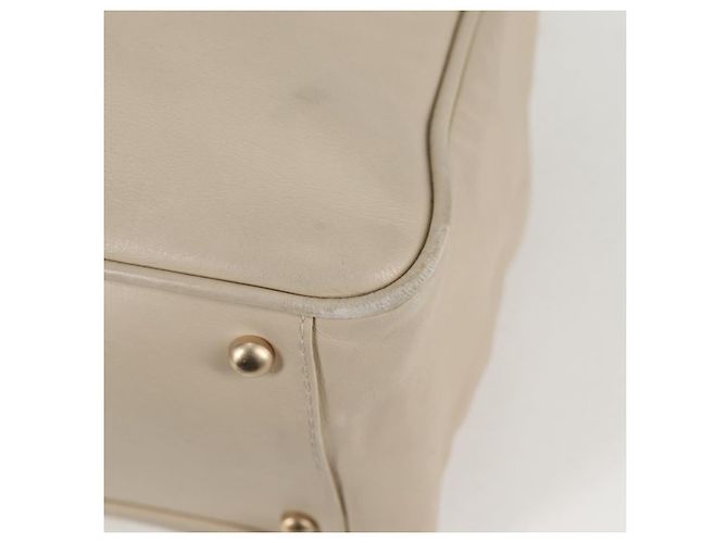 CHANEL Borsa Tote in Pelle di Pecora Beige Oro CC Auth 118935V D'oro - vista 17