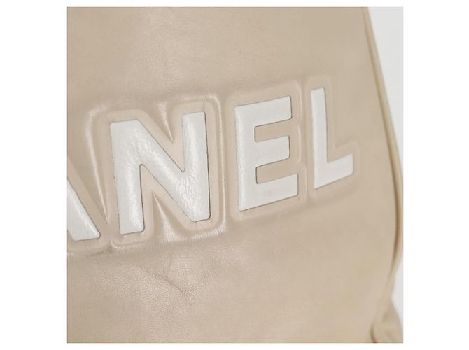 CHANEL Borsa Tote in Pelle di Pecora Beige Oro CC Auth 118935V D'oro - vista 20