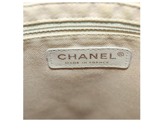 CHANEL Borsa Tote in Pelle di Pecora Beige Oro CC Auth 118935V D'oro - vista 21