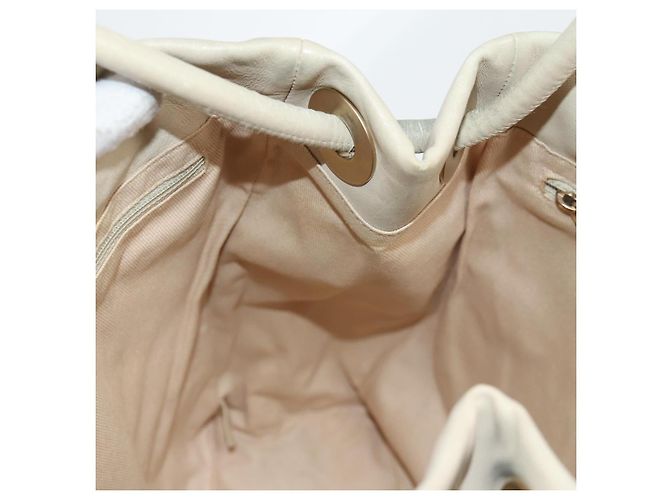 CHANEL Borsa Tote in Pelle di Pecora Beige Oro CC Auth 118935V D'oro - vista 23