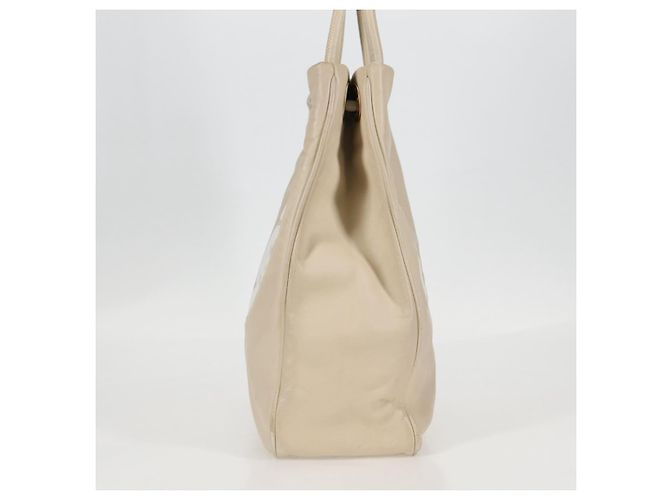 CHANEL Borsa Tote in Pelle di Pecora Beige Oro CC Auth 118935V D'oro - vista 4