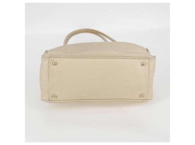 CHANEL Borsa Tote in Pelle di Pecora Beige Oro CC Auth 118935V D'oro - vista 5
