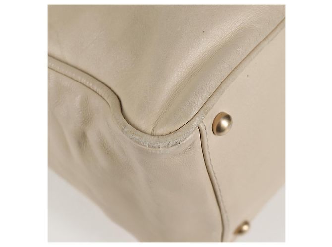 CHANEL Borsa Tote in Pelle di Pecora Beige Oro CC Auth 118935V D'oro - vista 9