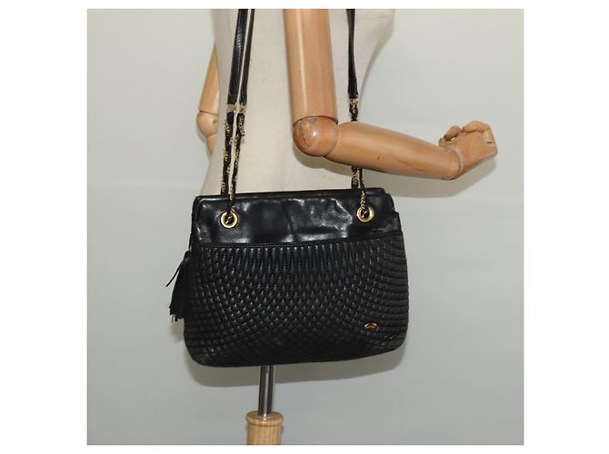 BALLY Borsa a Spalla con Catena Pelle Nera Oro Auth 131560 Nero D'oro - vista 21