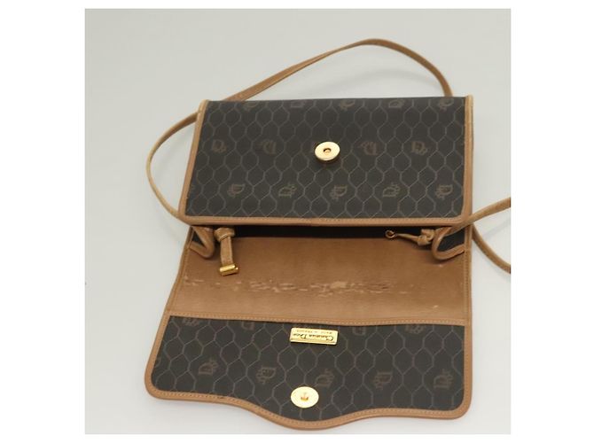 Bolso de hombro de lona de panal PVC negro y dorado Christian Dior Auth ep9643 - vista 10
