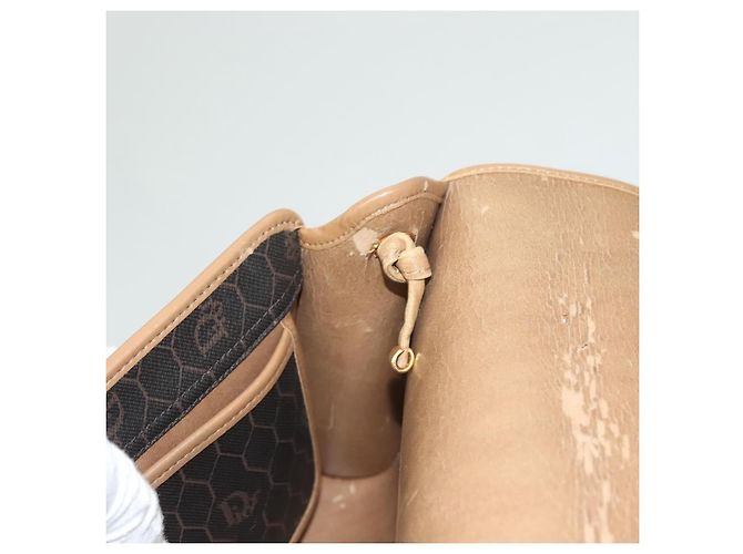 Bolso de hombro de lona de panal PVC negro y dorado Christian Dior Auth ep9643 - vista 12