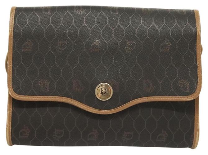 Bolso de hombro de lona de panal PVC negro y dorado Christian Dior Auth ep9643 - vista 13