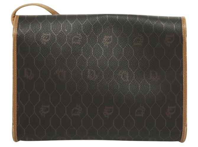 Bolso de hombro de lona de panal PVC negro y dorado Christian Dior Auth ep9643 - vista 2