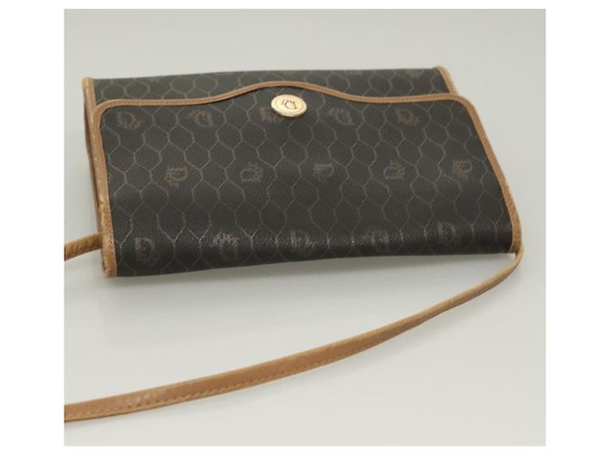 Bolso de hombro de lona de panal PVC negro y dorado Christian Dior Auth ep9643 - vista 6
