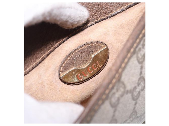 Borsa a Spalla GUCCI GG Plus Supreme PVC Beige Oro Auth th6187 D'oro - vista 11