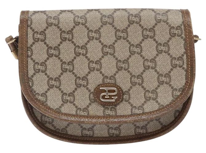 Borsa a Spalla GUCCI GG Plus Supreme PVC Beige Oro Auth th6187 D'oro - vista 13