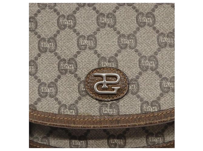 Borsa a Spalla GUCCI GG Plus Supreme PVC Beige Oro Auth th6187 D'oro - vista 17