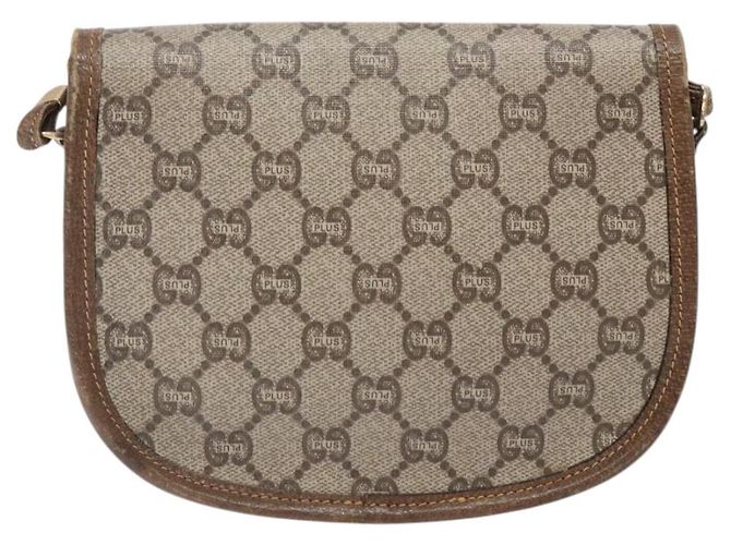 Borsa a Spalla GUCCI GG Plus Supreme PVC Beige Oro Auth th6187 D'oro - vista 2