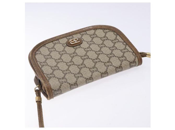 Borsa a Spalla GUCCI GG Plus Supreme PVC Beige Oro Auth th6187 D'oro - vista 6