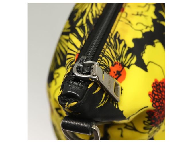 PRADA Borsa a Mano Nylon 2 vie Giallo Argento Auth 128406 - vista 10