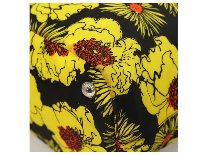 PRADA Borsa a Mano Nylon 2 vie Giallo Argento Auth 128406 - vista 14
