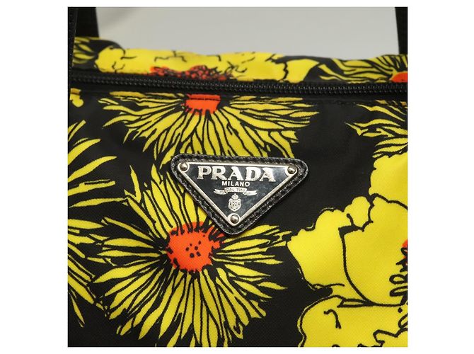 PRADA Borsa a Mano Nylon 2 vie Giallo Argento Auth 128406 - vista 17