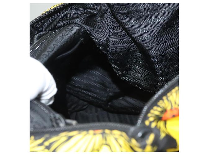PRADA Borsa a Mano Nylon 2 vie Giallo Argento Auth 128406 - vista 19