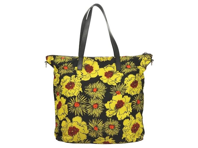PRADA Borsa a Mano Nylon 2 vie Giallo Argento Auth 128406 - vista 2