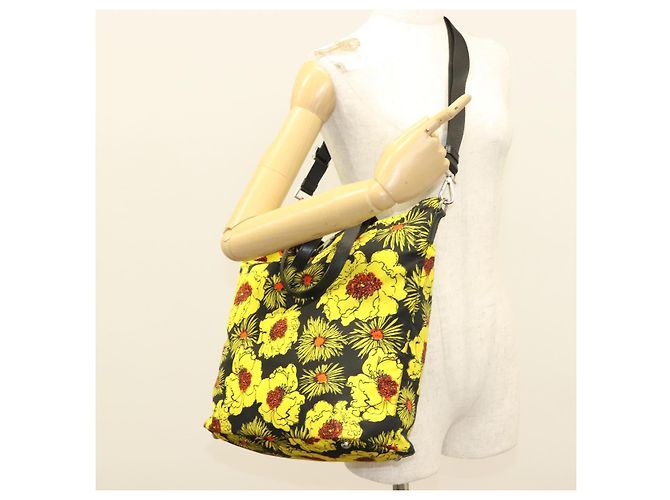 PRADA Borsa a Mano Nylon 2 vie Giallo Argento Auth 128406 - vista 24