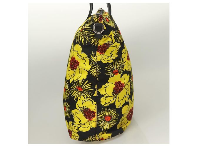 PRADA Borsa a Mano Nylon 2 vie Giallo Argento Auth 128406 - vista 3