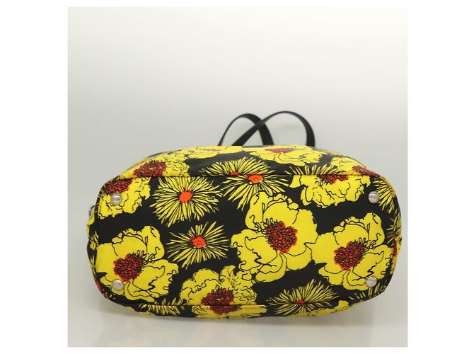 PRADA Borsa a Mano Nylon 2 vie Giallo Argento Auth 128406 - vista 5
