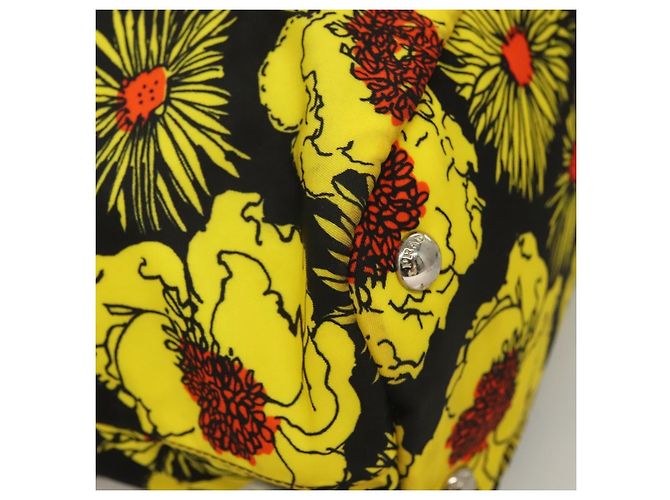 PRADA Borsa a Mano Nylon 2 vie Giallo Argento Auth 128406 - vista 9