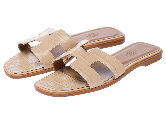Oran Hermès Chaussure HERMES en Cuirs exotiques Beige - 102744 - vue 2