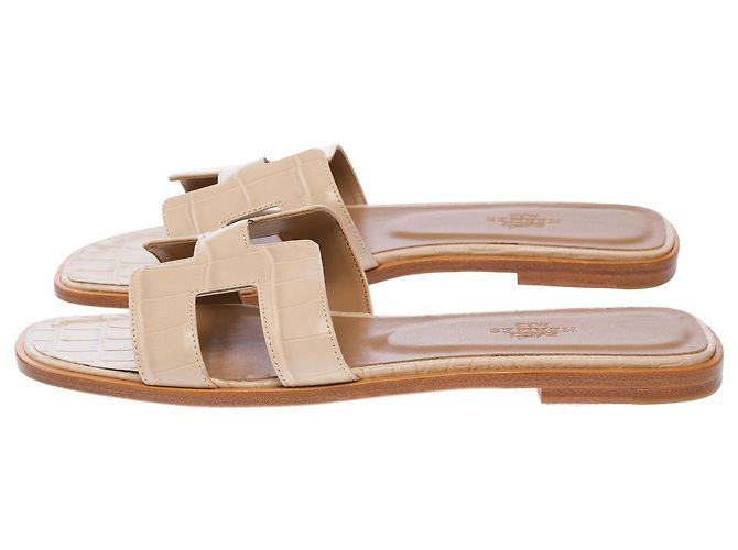Oran Hermès Chaussure HERMES en Cuirs exotiques Beige - 102744 - vue 4
