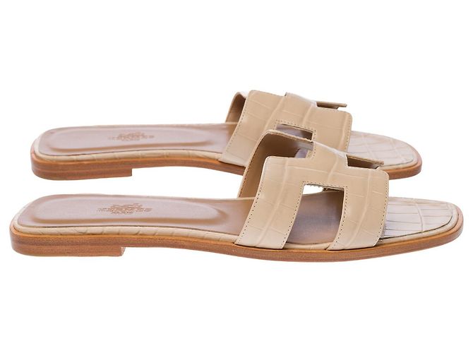 Oran Hermès Chaussure HERMES en Cuirs exotiques Beige - 102744 - vue 5