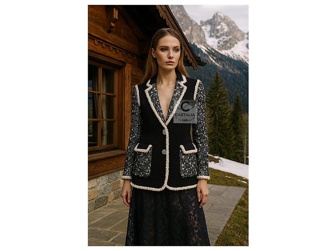 Chanel 13K$ Runway Black Jacket Sequin Embellishment 34 FR - view 3