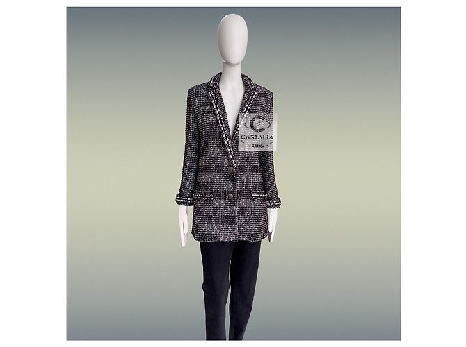 Chanel Schwarze Tweedjacke Georgia Jagger Style 36 FR - Ansicht 2