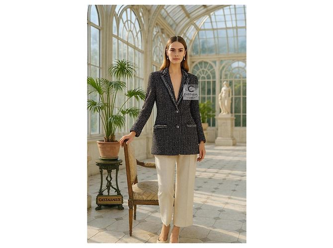Chanel Schwarze Tweedjacke Georgia Jagger Style 36 FR - Ansicht 3
