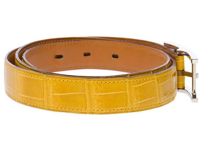 Hermès HERMES Accessoire aus exotischem Leder Gelb - 102732 - Ansicht 5
