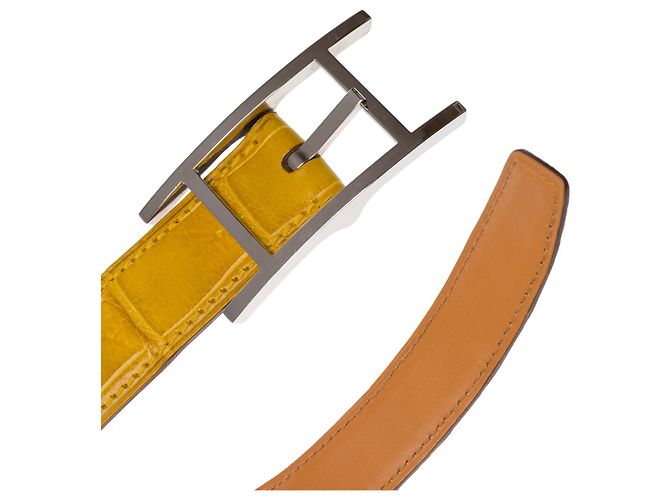 Hermès HERMES Accessoire aus exotischem Leder Gelb - 102732 - Ansicht 8