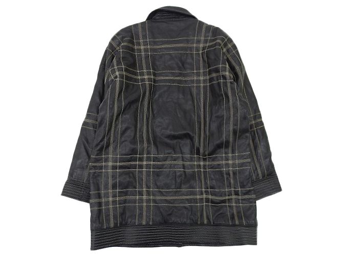 Abrigo de cuero a cuadros Anagram Loewe Negro - vista 2