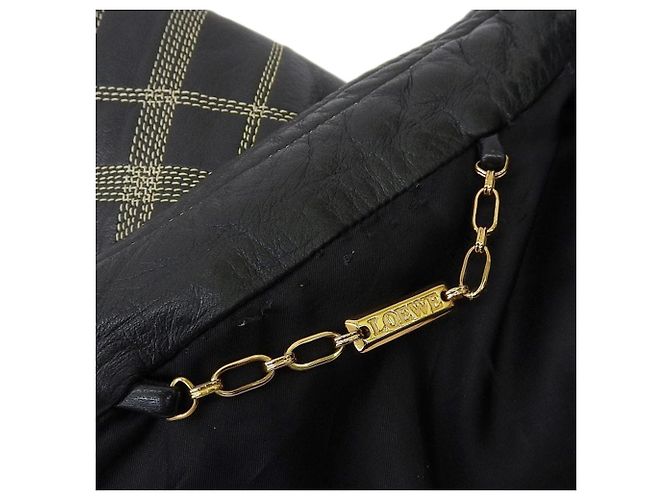 Abrigo de cuero a cuadros Anagram Loewe Negro - vista 6