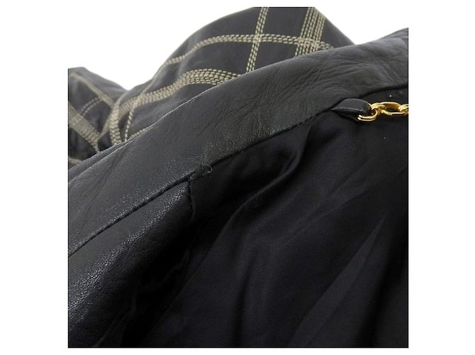 Abrigo de cuero a cuadros Anagram Loewe Negro - vista 7