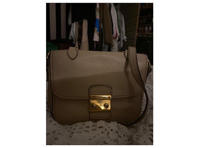 Borsa a tracolla Miu Miu beige in cotone - vista 2